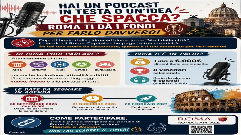 BANDO 6000 EURO PER FINANZIARE PODCAST